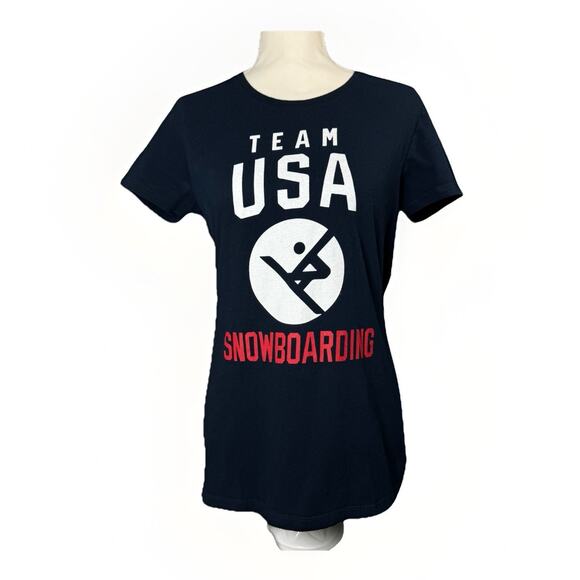 Team USA Olympics T-Shirt Blue Red White Snowboarding Ladies XL Logo Athlete Tee - Picture 1 of 4